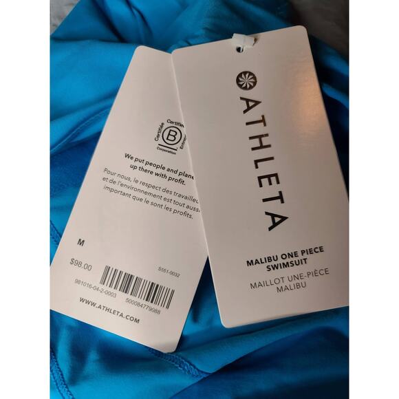 NWT Athleta Malibu one piece swimsuit - MEDIUM - santorini blue - MEDIUM - Picture 4 of 4